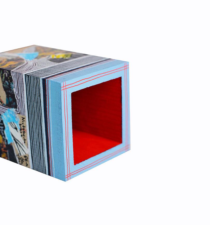 Blue & Red Wooden Pencil Holder - HeliumProject.gr