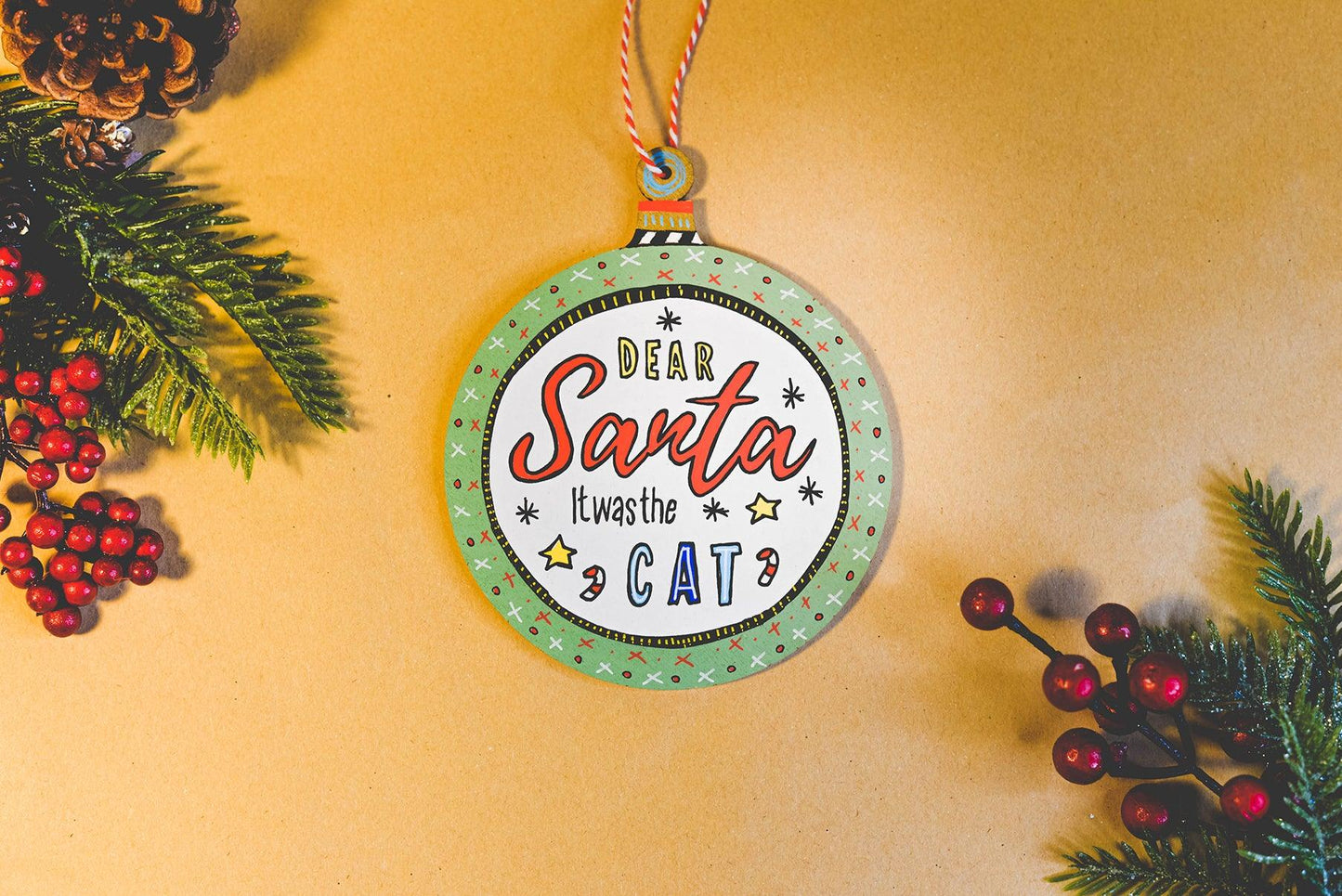 Christmas Wooden Ornament For Catlovers