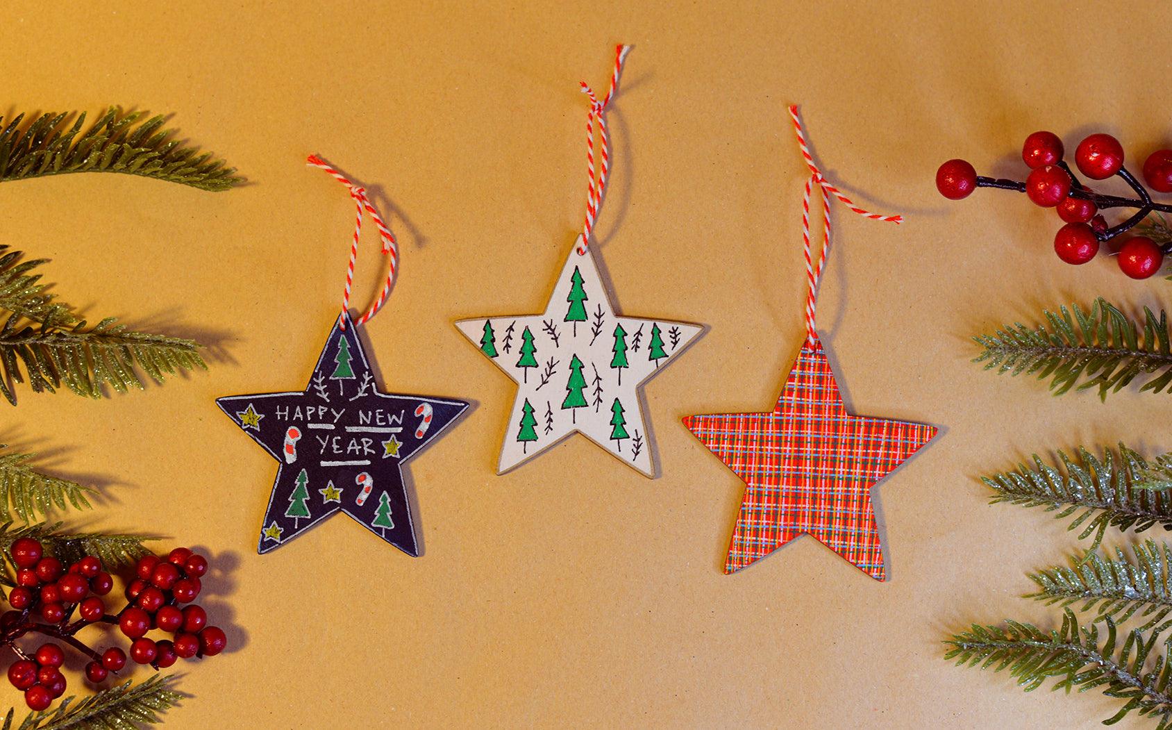 Stars Wooden Ornaments III Set of 3