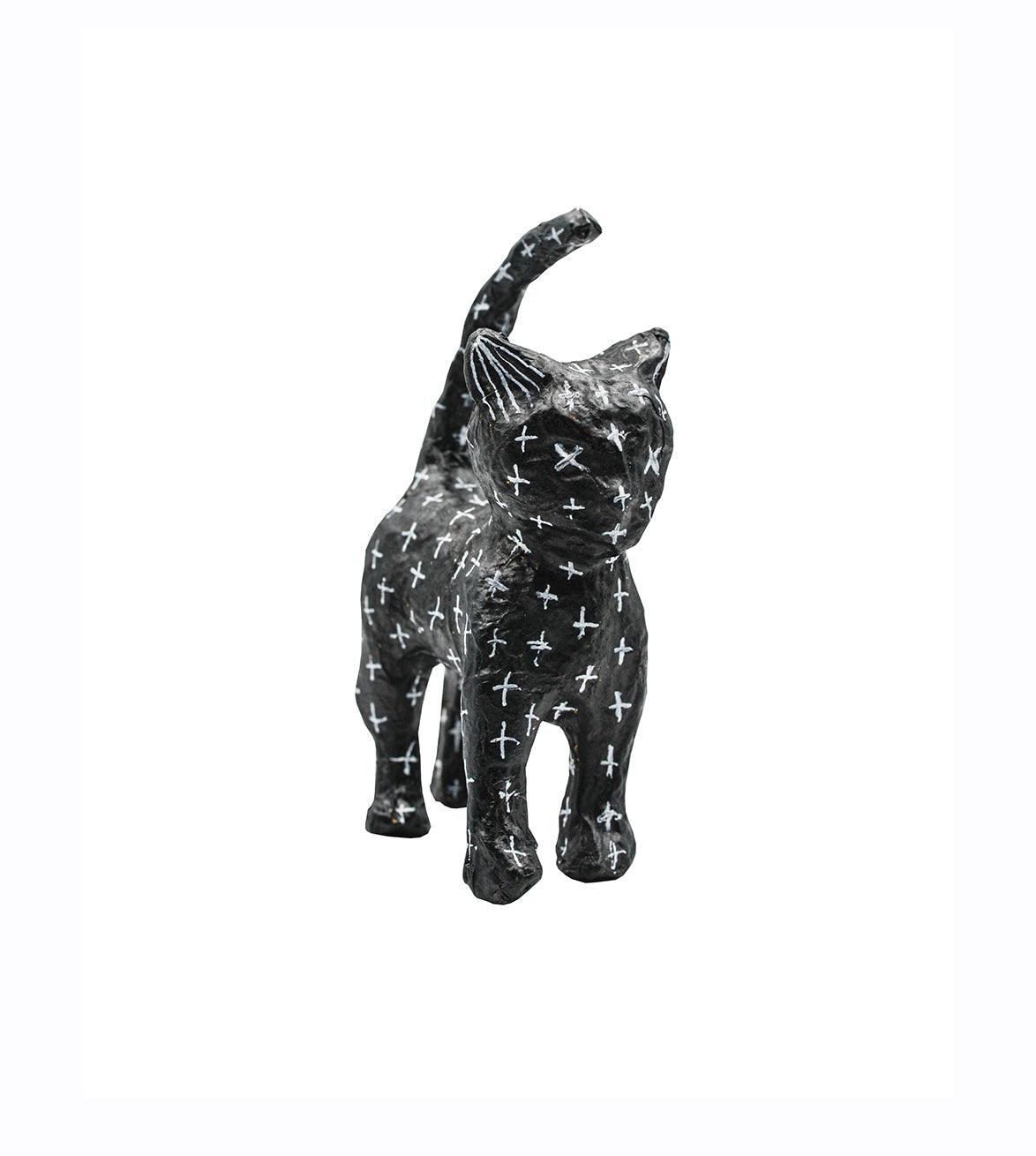 Black Cat Paper Mache Figure - HeliumProject.gr