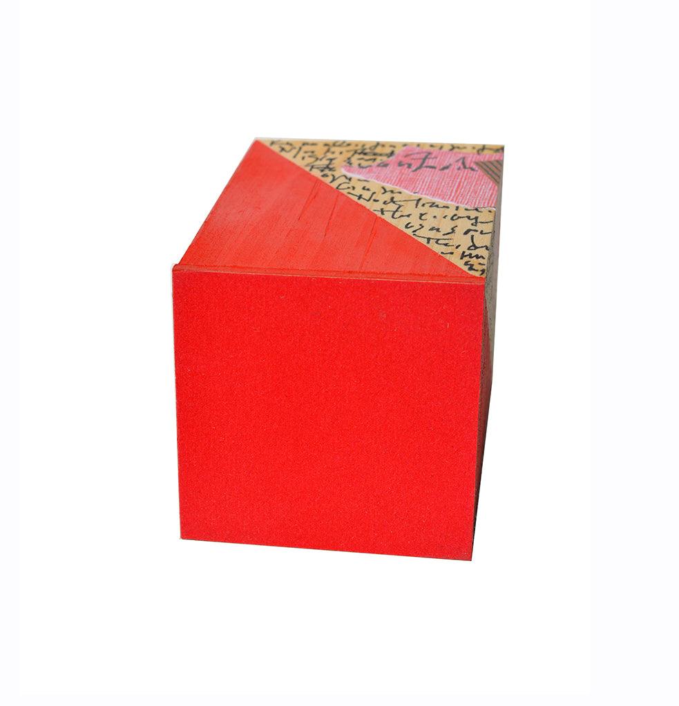 Red - Yellow Wooden Pencil Holder - HeliumProject.gr
