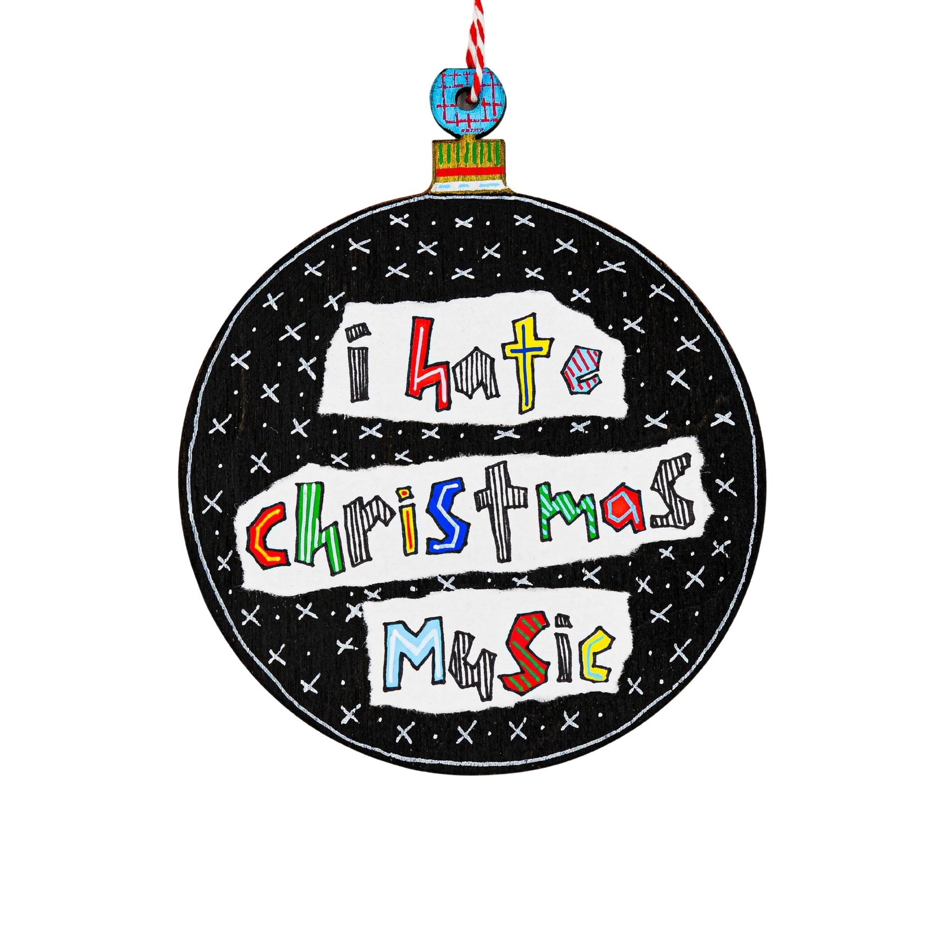 I Hate Christmas Music Black Wooden Ornament - HeliumProject.gr