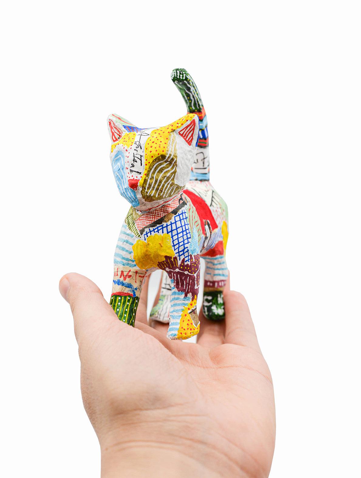 Lucky Cat Paper Mache Figure