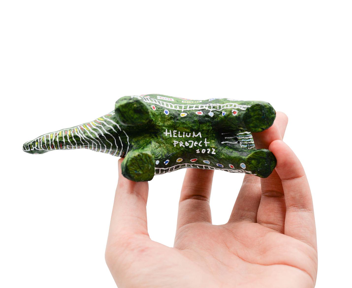 Green Dinosaur Paper Mache Figure