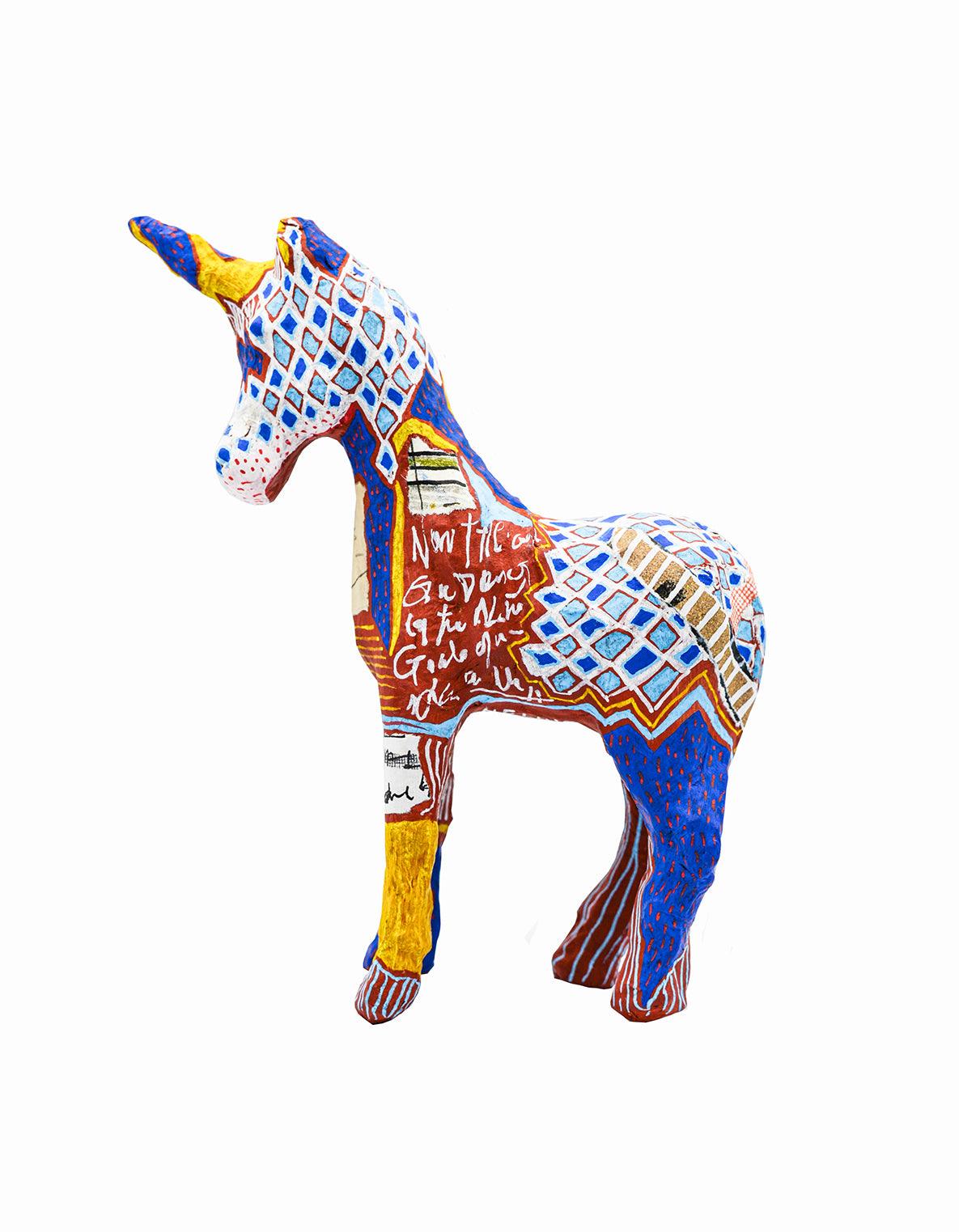 Greek Unicorn Paper Mache Figure