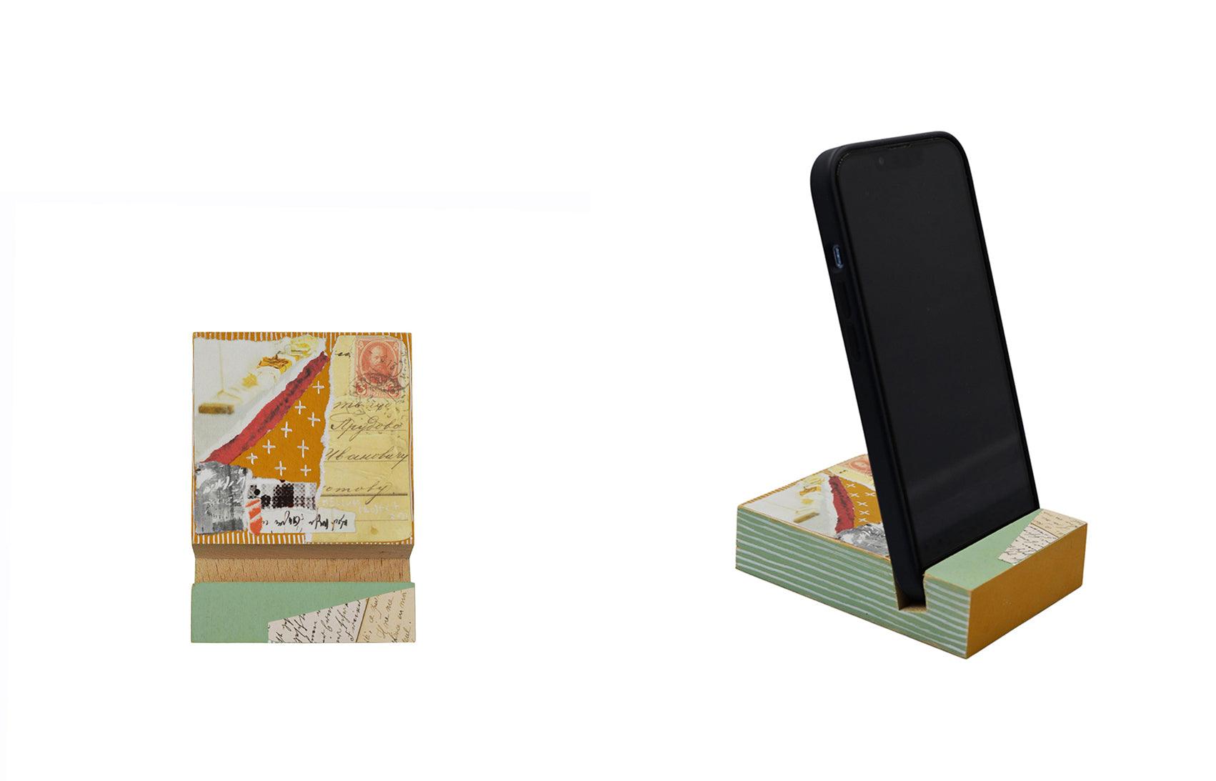 Khaki Wooden Phone Stand - HeliumProject.gr