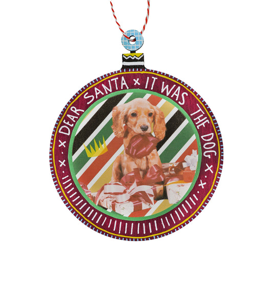 Retro Doglovers Christmas Wooden Ornament