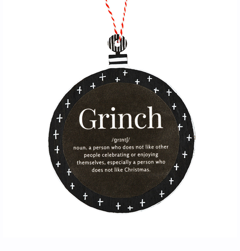 Grinch Black Wooden Ornament III