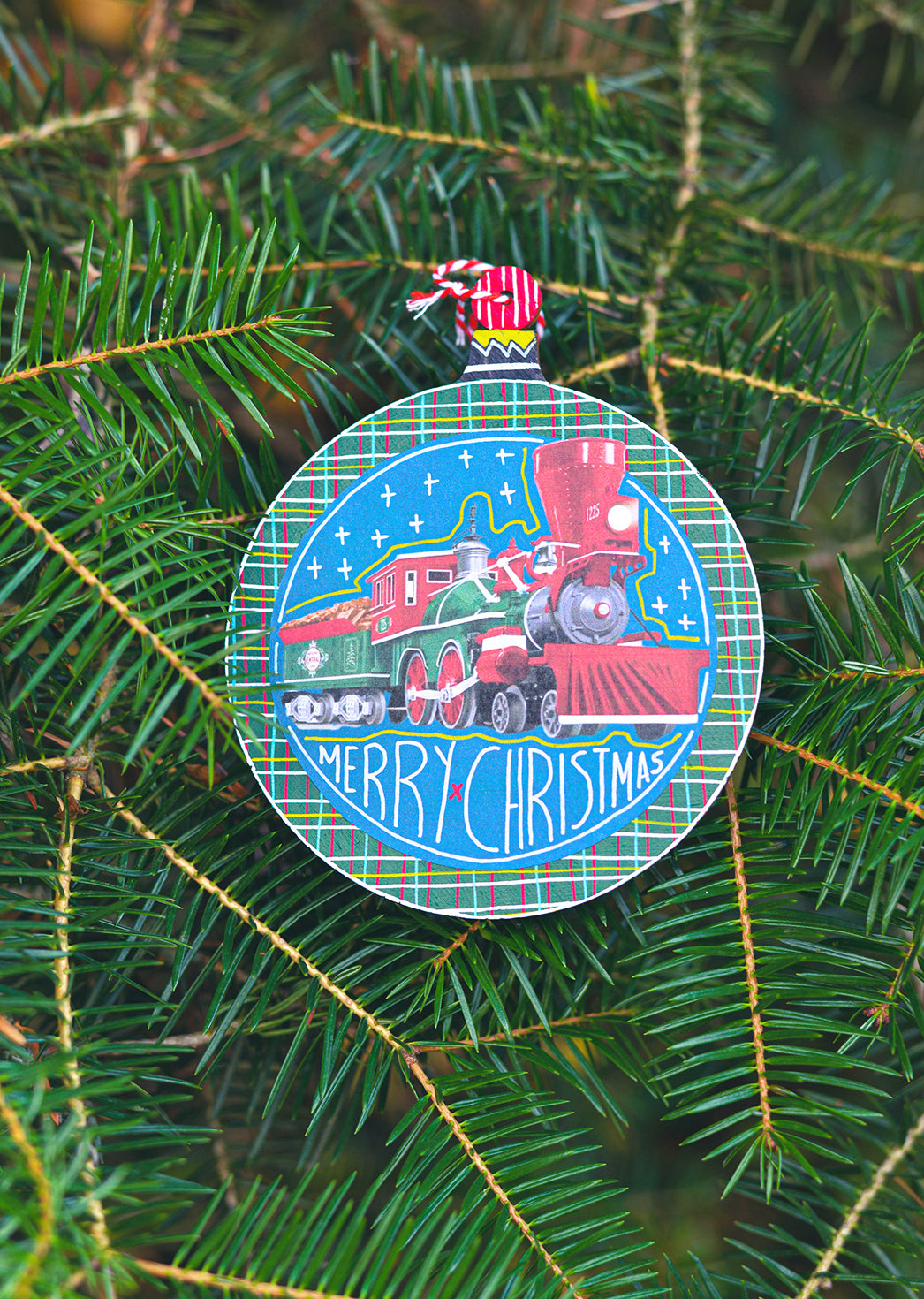 Retro Christmas Train Wooden Ornament - HeliumProject.gr