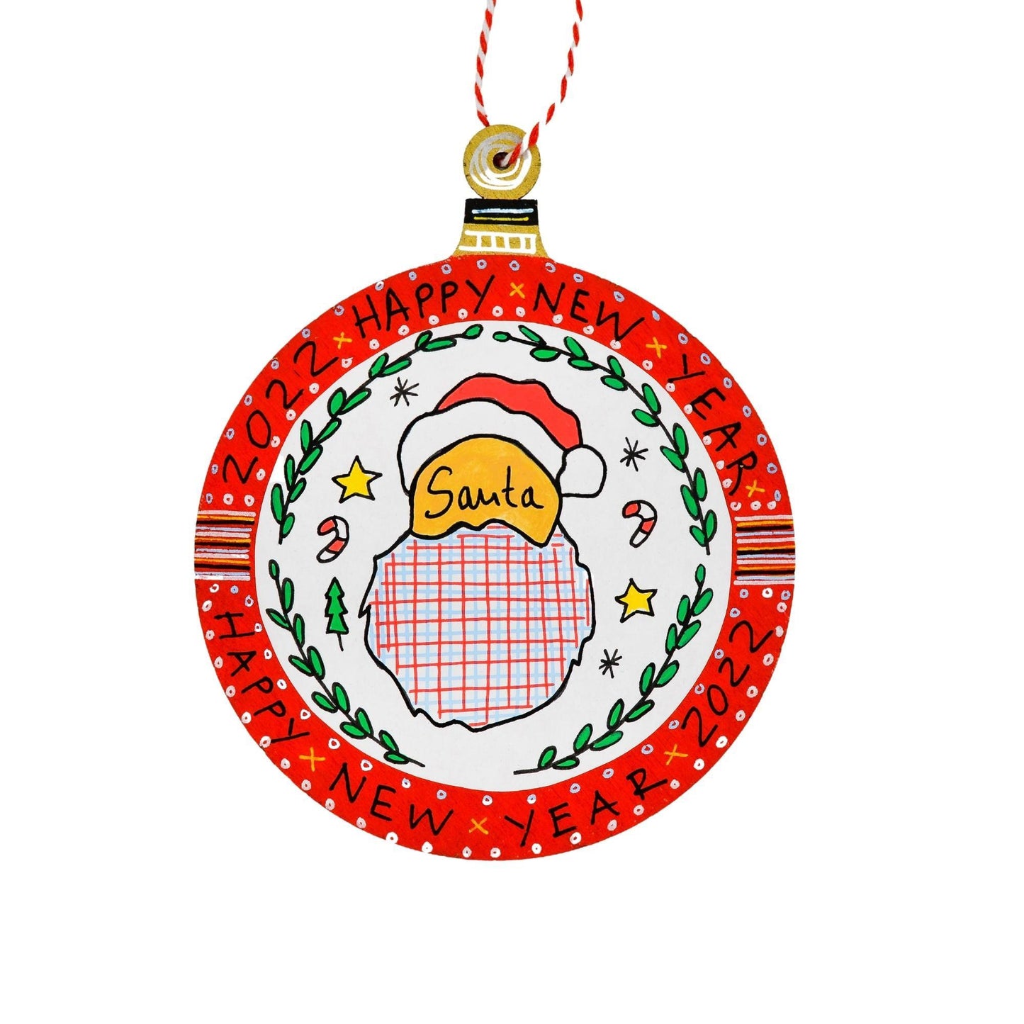 Santa Red Wooden Ornament - HeliumProject.gr