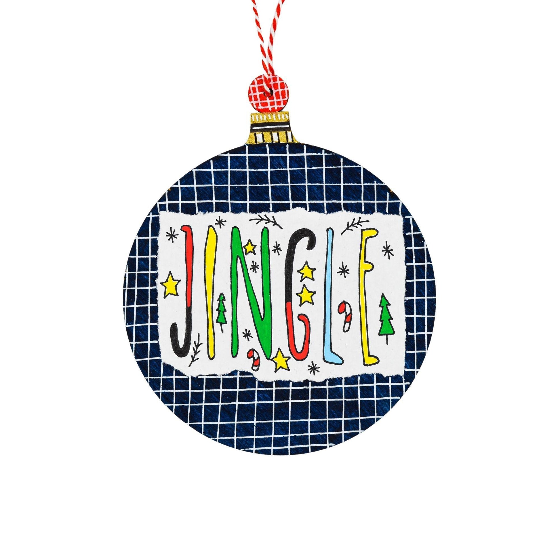 Jingle Dark Blue Wooden Ornament - HeliumProject.gr