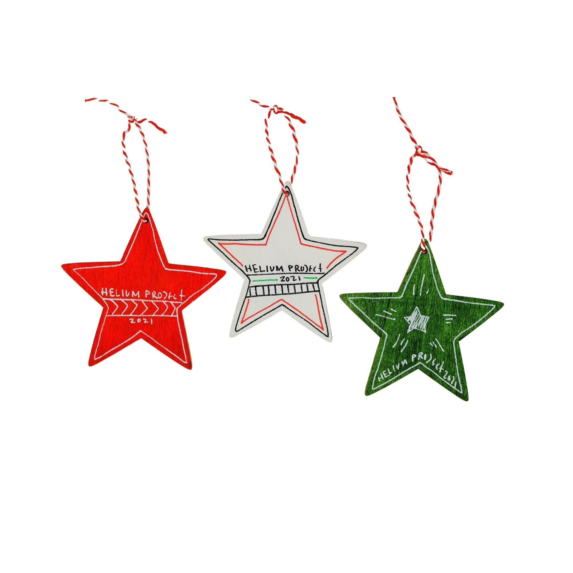 Stars Wooden Ornaments I Set of 3 - HeliumProject.gr