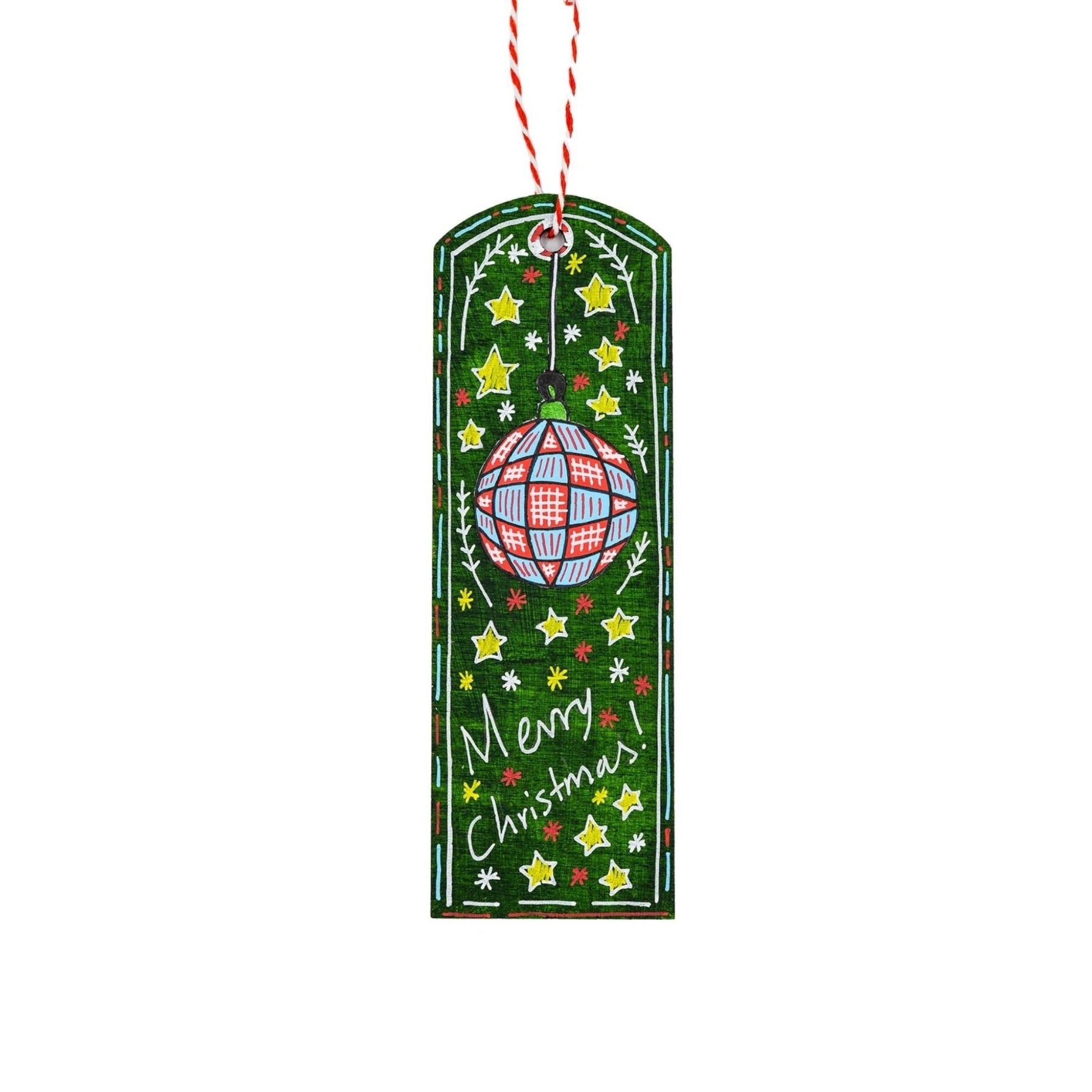 Merry Christmas Green Wooden Ornament - HeliumProject.gr