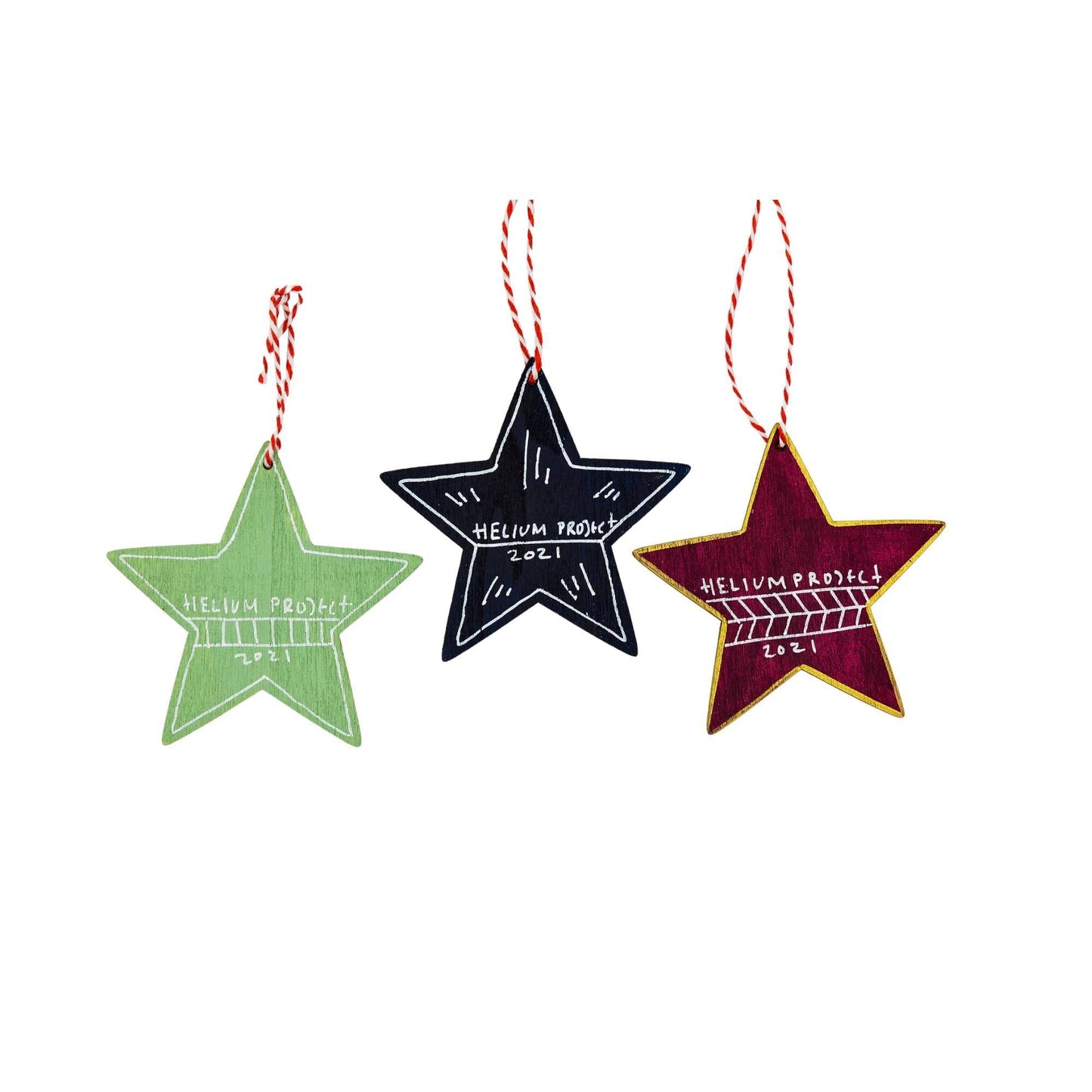 Stars Wooden Ornaments IV Set of 3 - HeliumProject.gr
